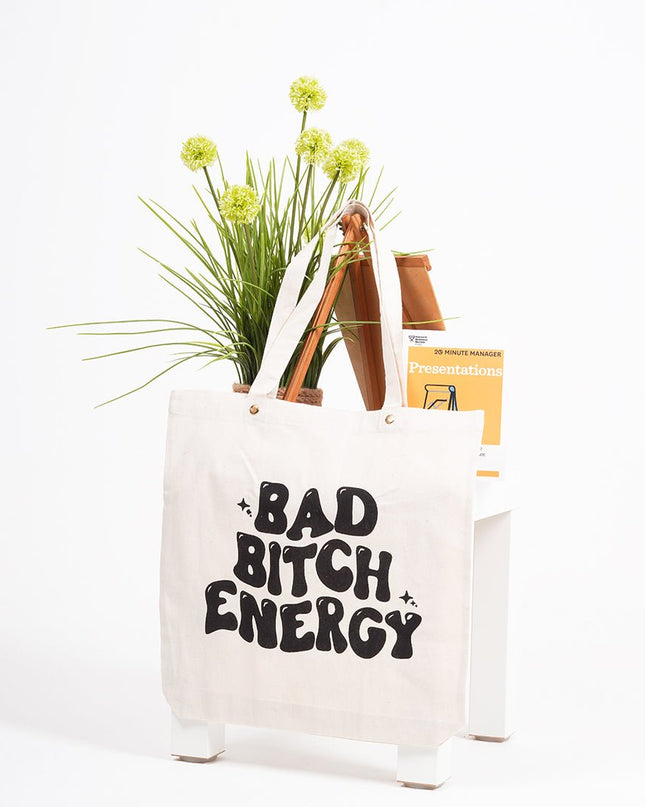 BAD BITCH ENERGY CANVAS TOTE BAG - HASHTACK