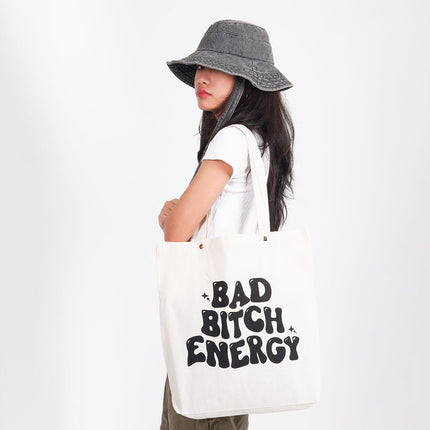 BAD BITCH ENERGY CANVAS TOTE BAG - HASHTACK