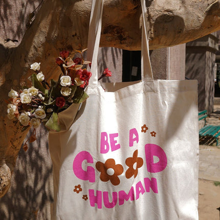 Be A Good Human Canvas Tote Bag - HASHTACK