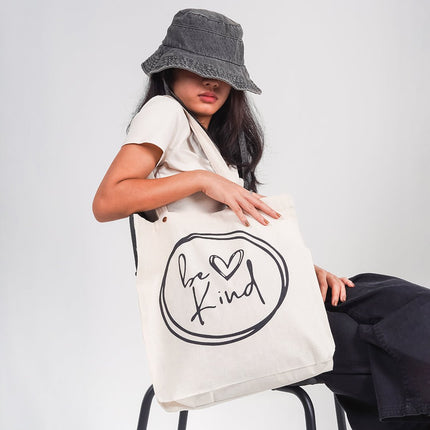 Be Kind Canvas Tote Bag - HASHTACK