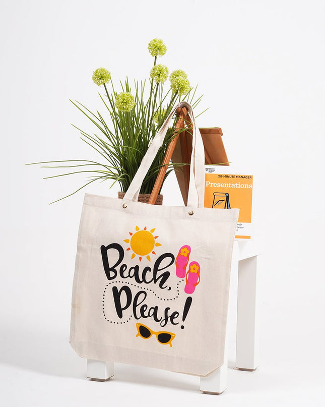 Beach Please Canvas Tote Bag - HASHTACK