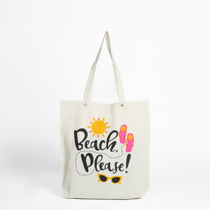 Beach Please Canvas Tote Bag - HASHTACK