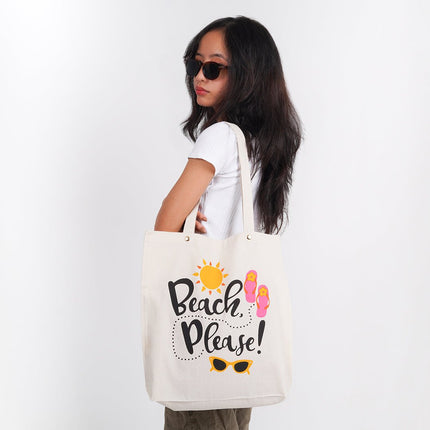 Beach Please Canvas Tote Bag - HASHTACK