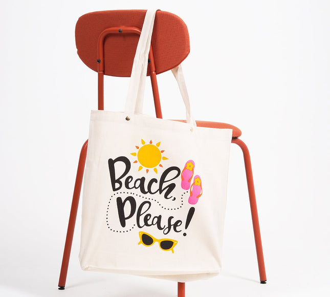 Beach Please Canvas Tote Bag - HASHTACK