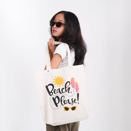 Beach Please Canvas Tote Bag - HASHTACK