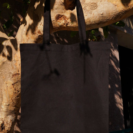 Black Plain Canvas Tote Bag - HASHTACK