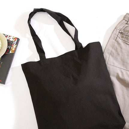 Black Plain Canvas Tote Bag - HASHTACK