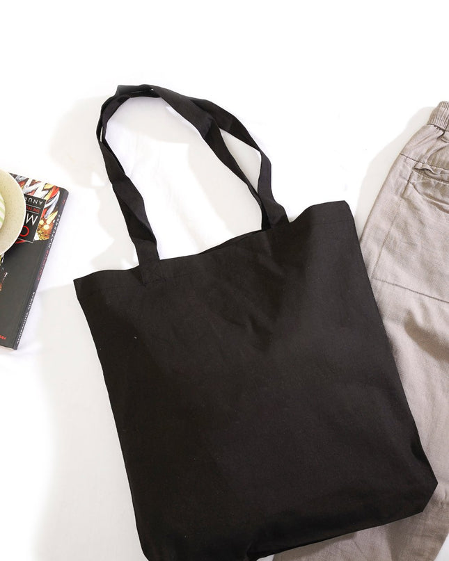 Black Plain Canvas Tote Bag - HASHTACK