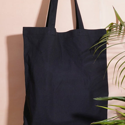 Black Plain Canvas Tote Bag - HASHTACK