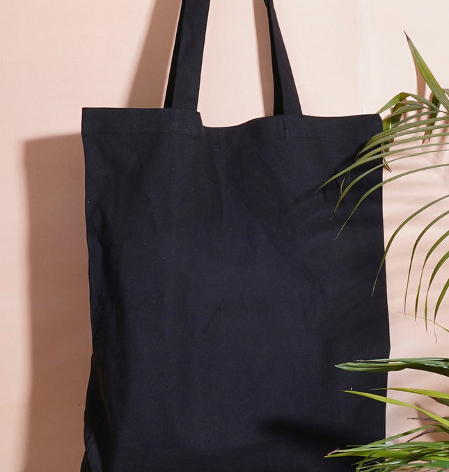 Black Plain Canvas Tote Bag - HASHTACK