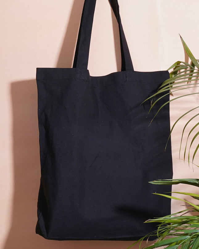 Black Plain Canvas Tote Bag - HASHTACK