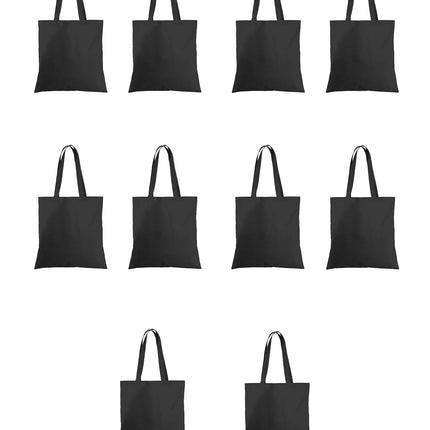 Black Plain Canvas Tote Bag Set of 10 - HASHTACK