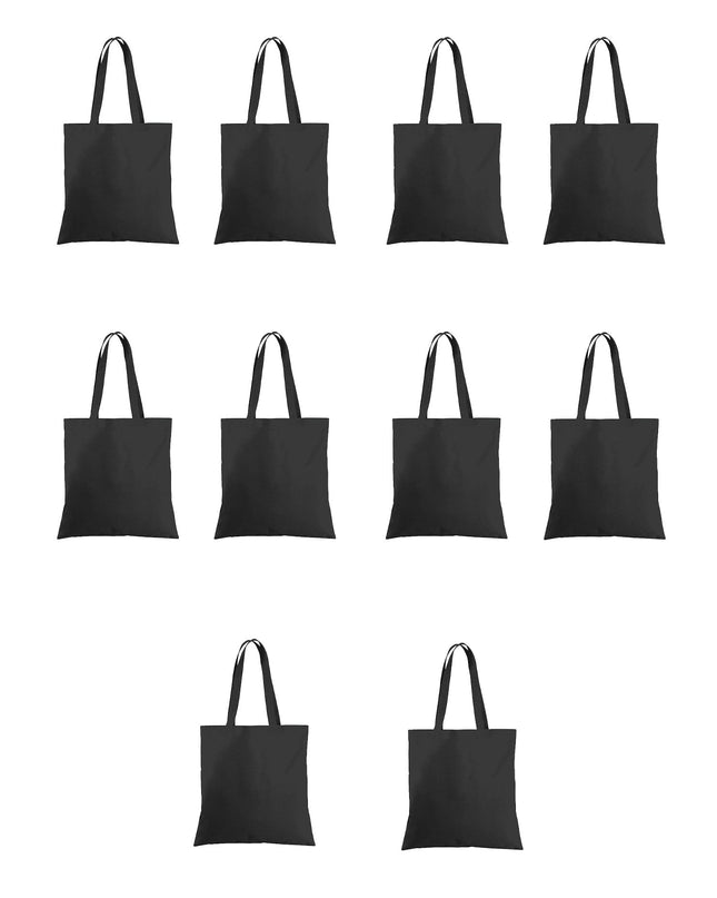 Black Plain Canvas Tote Bag Set of 10 - HASHTACK