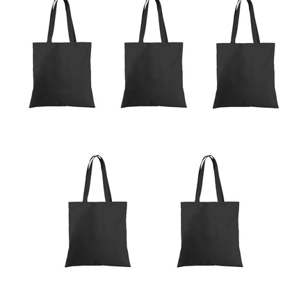 Black Plain Canvas Tote Bag Set of 5 - HASHTACK