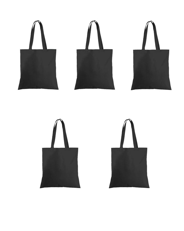 Black Plain Canvas Tote Bag Set of 5 - HASHTACK