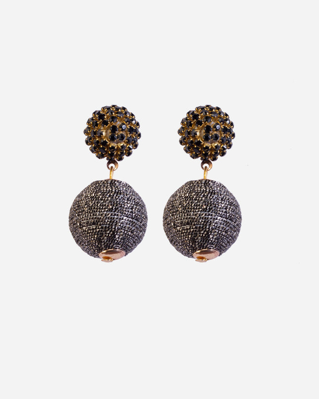 Black Shimmer Round Party Earrings - HASHTACK