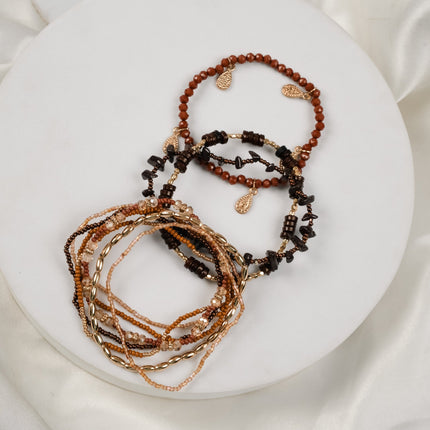 Boho Earth Multi-Strand Beaded Bracelet Set - HASHTACK