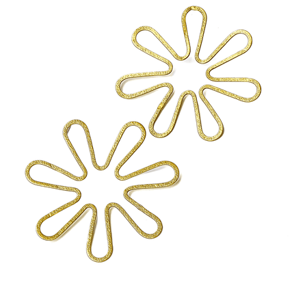 Brass Flower Outline Earrings - HASHTACK