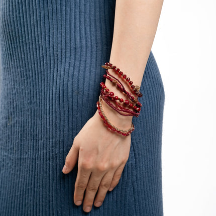 Burgundy Ruby Beaded Bangle Stack - HASHTACK