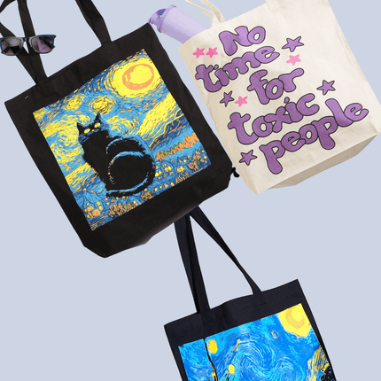 Van Gogh Cat Canvas Tote Bag - HASHTACK