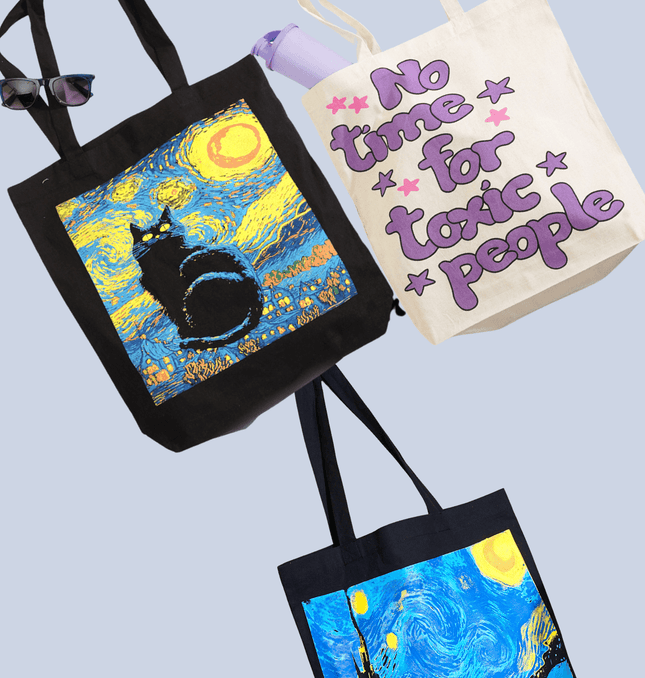 Van Gogh Cat Canvas Tote Bag - HASHTACK
