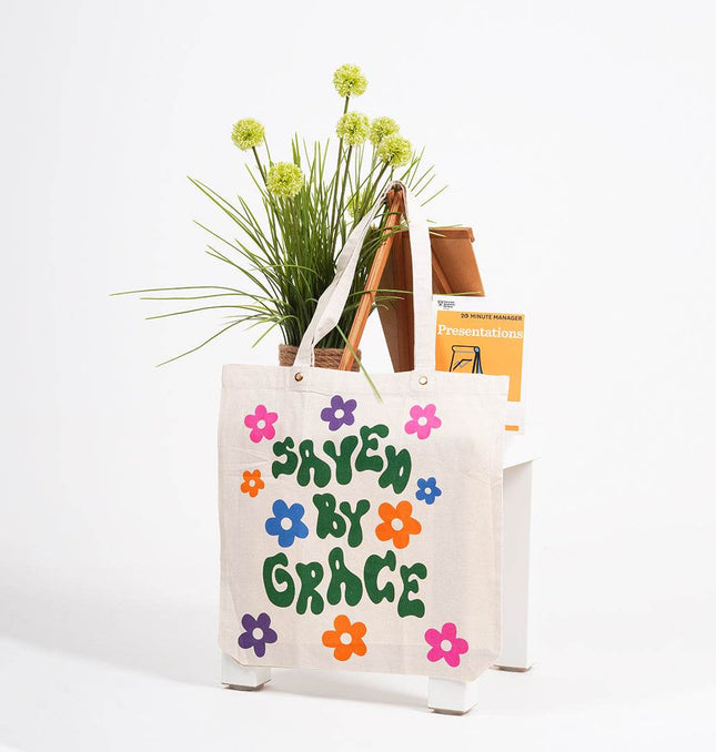 Saved By Grace Canvas Tote Bag - HASHTACK