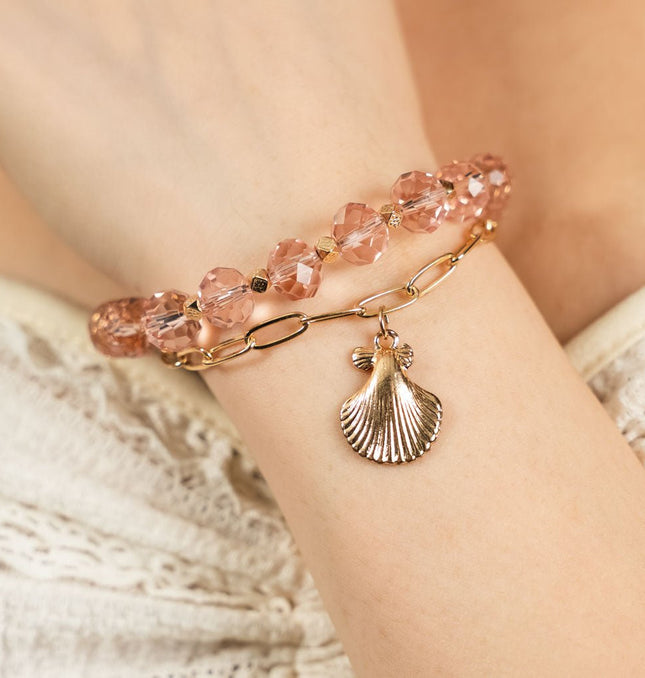 Coastal Blush Seashell Charm Bracelet - HASHTACK