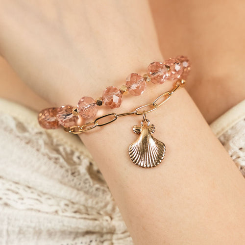Coastal Blush Seashell Charm Bracelet