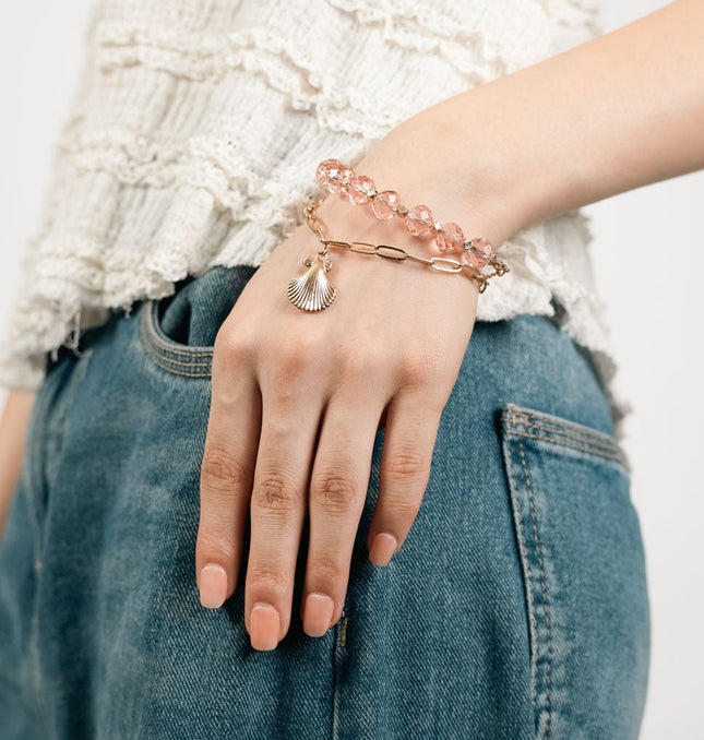 Coastal Blush Seashell Charm Bracelet - HASHTACK