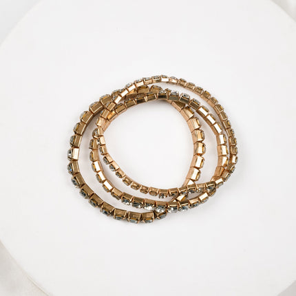 Crystal Luxe Gold-Tone Double Row Rhinestone Bracelet - HASHTACK