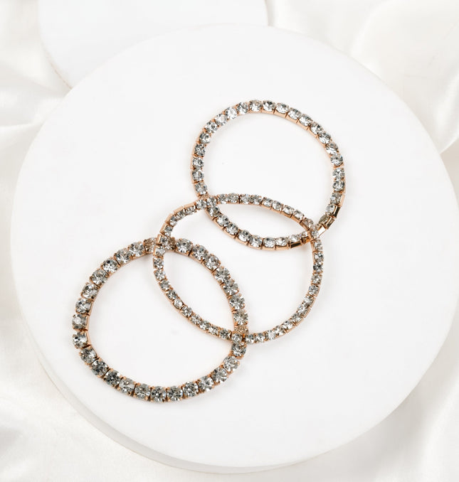 Crystal Luxe Gold-Tone Double Row Rhinestone Bracelet - HASHTACK