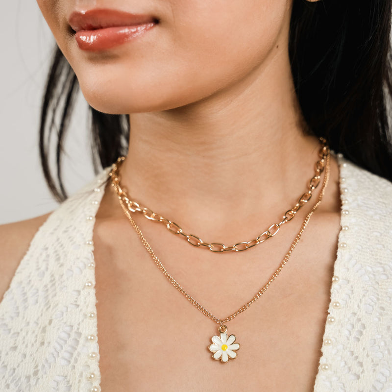 Sunny Daisy Layered Necklace