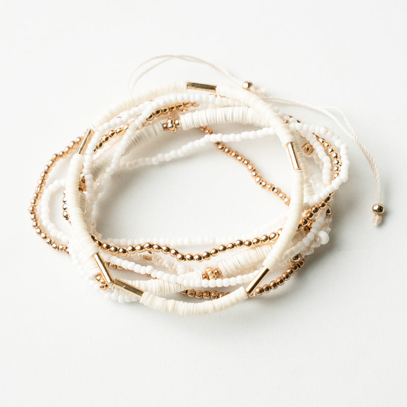 Ivory Charm Layered Bracelet Stack