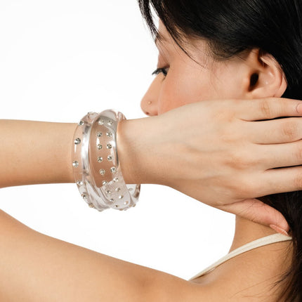 Glass Bling Resin Bangle Set - HASHTACK
