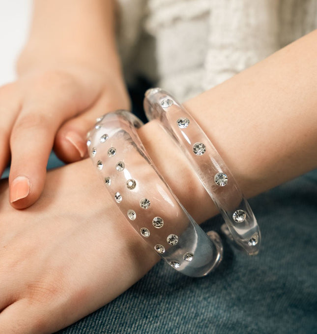 Glass Bling Resin Bangle Set - HASHTACK