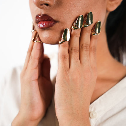 Gold Nail Armor Adjustable Ring- SET OF 5 - HASHTACK