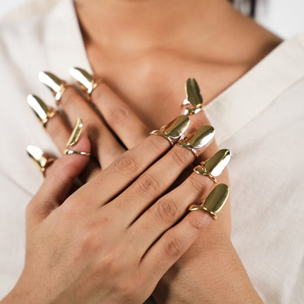 Gold Nail Armor Adjustable Ring- SET OF 5 - HASHTACK