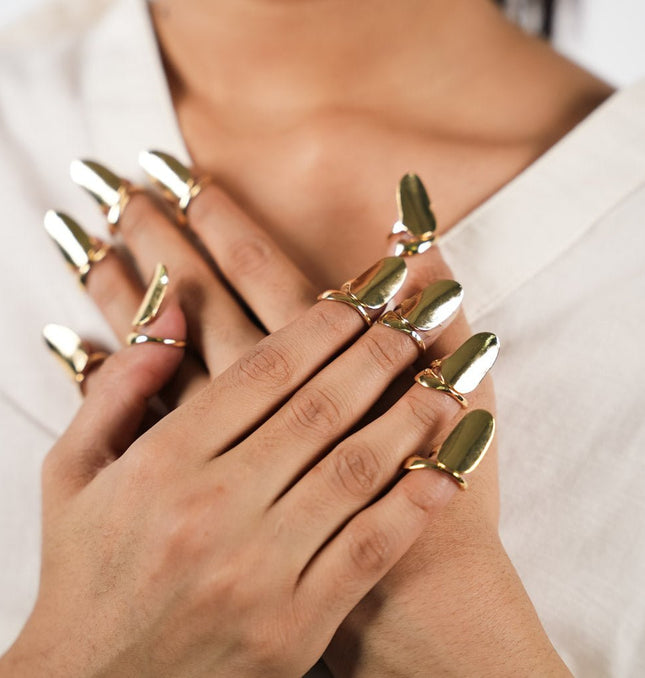 Gold Nail Armor Adjustable Ring- SET OF 5 - HASHTACK