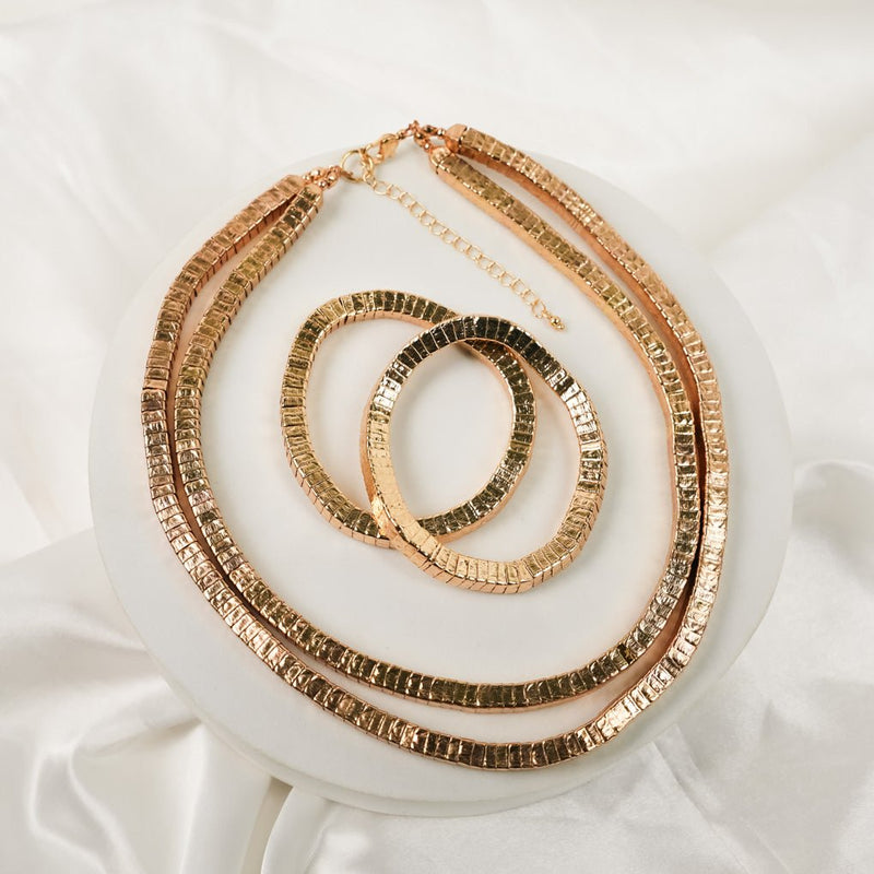 Golden Luxe Layered Necklace & Bracelet Set