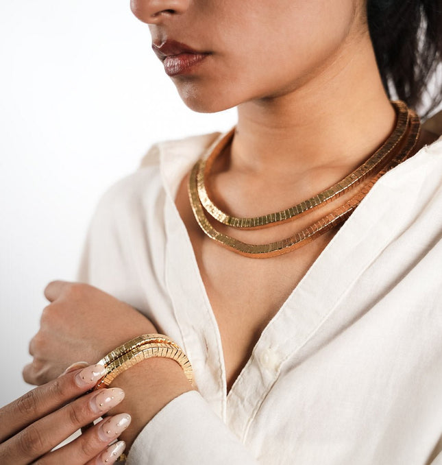 Golden Luxe Layered Necklace & Bracelet Set - HASHTACK