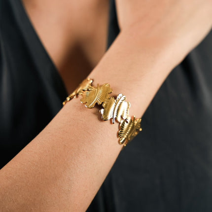 Golden Palm Leaf Statement Bracelet - HASHTACK