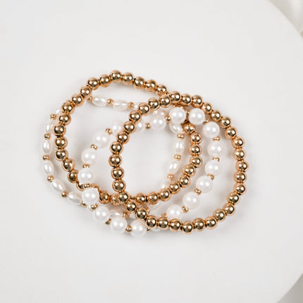 Golden Pearl Beaded Layered Bracelet - HASHTACK