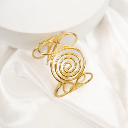 Golden Spiral Statement Cuff Bracelet - HASHTACK