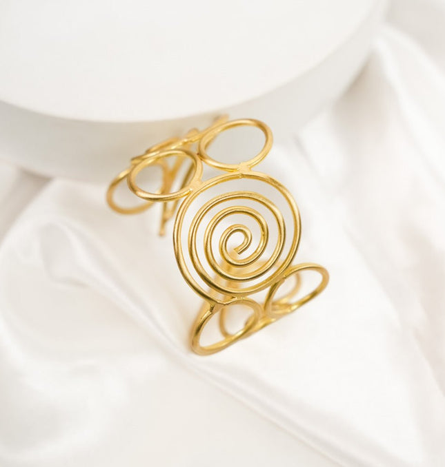Golden Spiral Statement Cuff Bracelet - HASHTACK