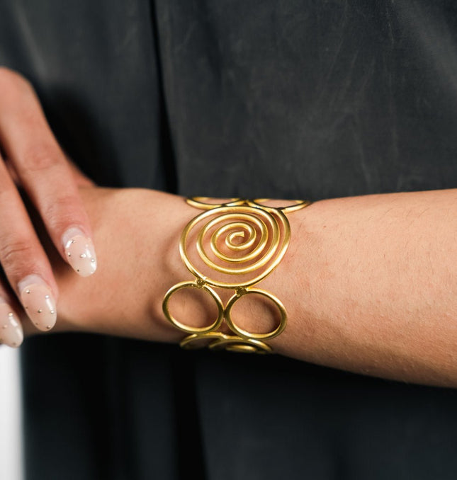 Golden Spiral Statement Cuff Bracelet - HASHTACK