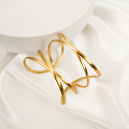 Golden Twist Wrap Cuff Bracelet - HASHTACK