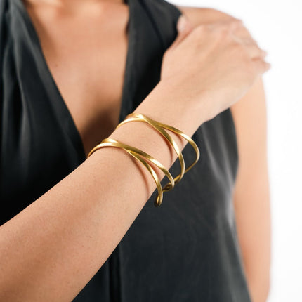 Golden Twist Wrap Cuff Bracelet - HASHTACK