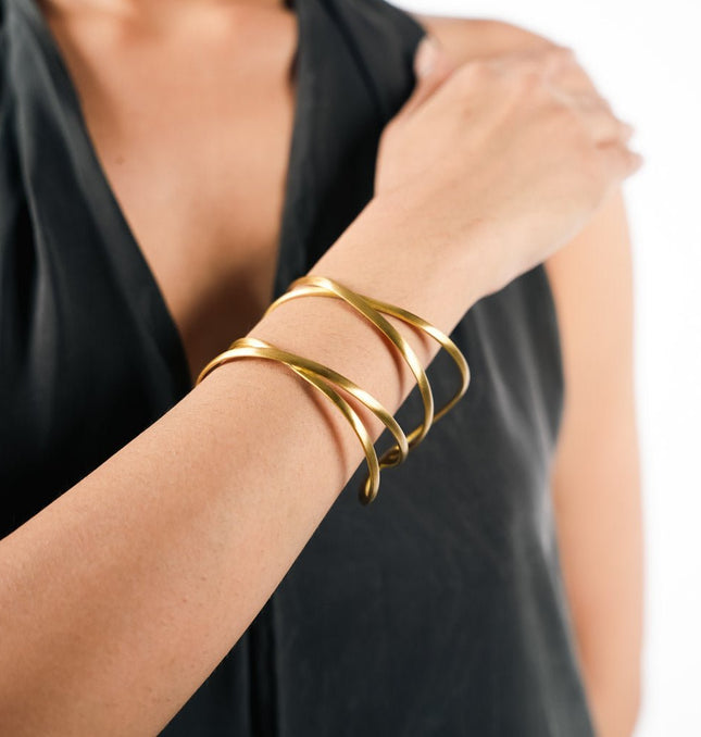 Golden Twist Wrap Cuff Bracelet - HASHTACK