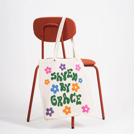 Saved By Grace Canvas Tote Bag - HASHTACK