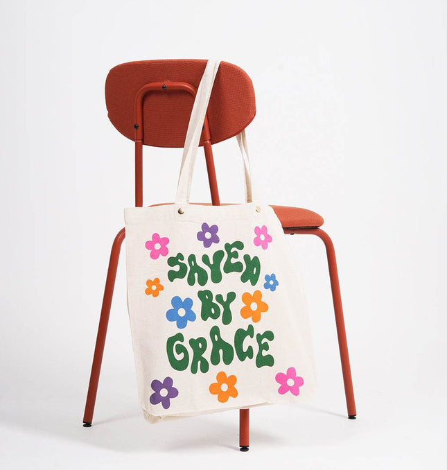 Saved By Grace Canvas Tote Bag - HASHTACK